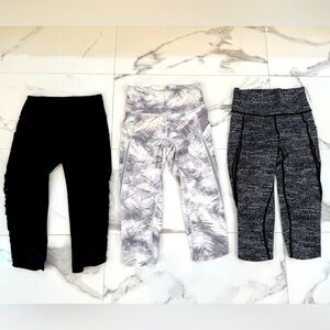 Lululemon Women Cropped Leggings - Black, Black & White, White & Gray